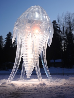 闪烁的冰雕外星人飞船：神秘的冰雪精灵