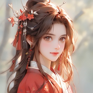 中国风红发美少女