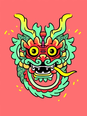 Cute Chinese Dragon: Keith Haring-inspired Minimalist Illustration
