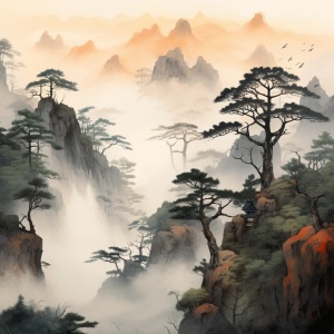 亚洲绘画中的树木与北方地形的风格