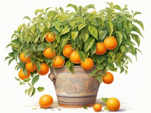 种橘子的茂盛果树盆景树