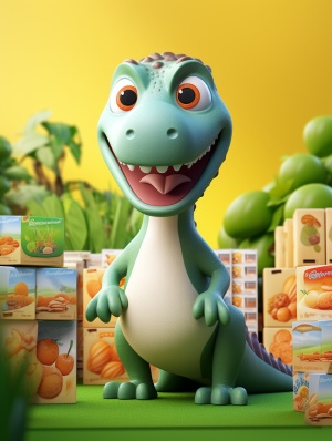 流行超市恐龙盲盒玩具3D渲染4K最佳品质