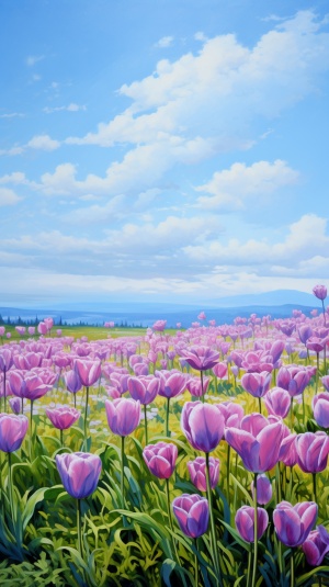 紫色郁金香与蓝天白云