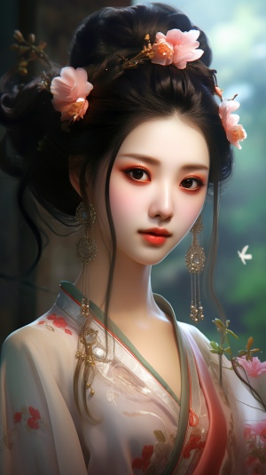 中国古风美少女穿汉服在宫殿中摆姿势