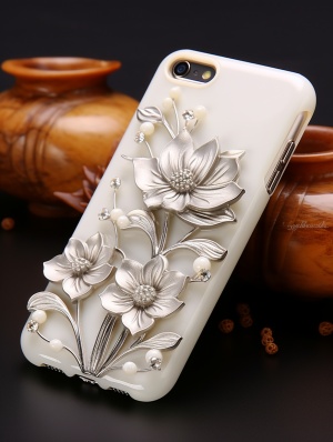 风铃花手机壳：绚烂花朵与银边美感的完美结合