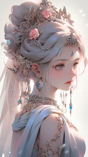 beauty asian anime female character by eric garland art, in the style of 32k uhd, tang dynasty, dark silver and pink, dollcore, exquisite detail, dark white and aquamarine, shige's visual aesthetic style