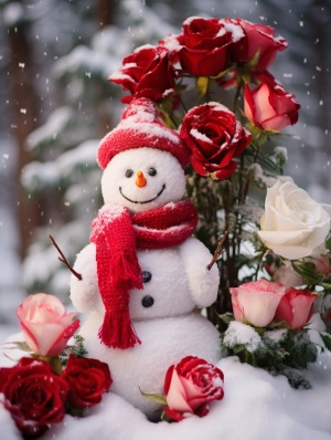 雪人美女玫瑰高清