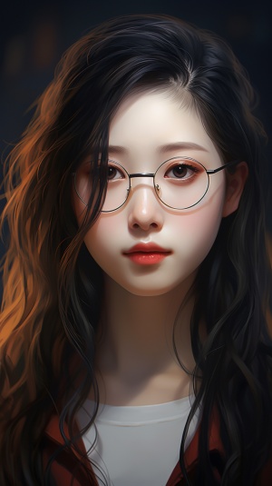 戴眼镜的23岁中国女孩