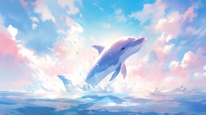 海洋中的水彩海豚