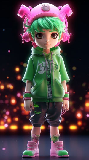 Cool Boy with Green Hair and Star Headdress