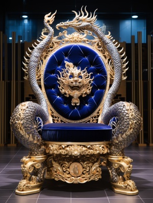 奢华黄金椅子：钻石与蓝宝石镶嵌、鳄鱼皮后背