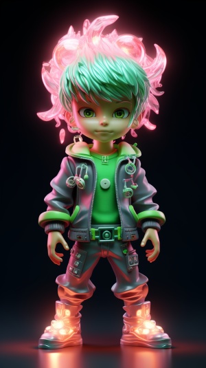 Cool Boy with Green Hair and Star Headdress