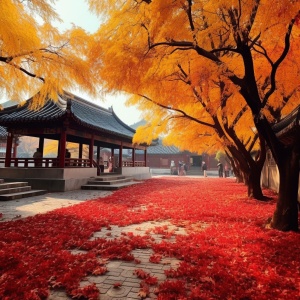 Autumn Palace Museum, like a beautiful picture scroll, showing the magnificent palace and colorful autumn leaves. In this season, everything is stained with gold. Walking in the wide courtyard, you will see the trees full of red leaves, as if in a fairyland. The ancient buildings and autumn leaves of each other, the picture is so beautiful, as if through time and space, back to the ancient royal prosperity.