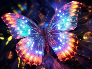发光的彩虹蝴蝶翅膀