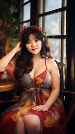 一个漂亮的胖女孩（中国女孩），活泼可爱。高清摄影照片，真实自然大气。
