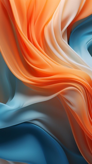 3d art in motion, in a digital world, in a flowing fabric style, azure and orange, subtle palette, graceful curves, naturalistic palette3Generate copywriting