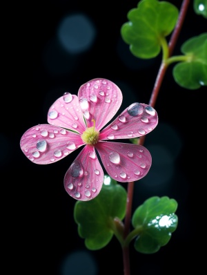 There is a flower that is a pink four-leaf clover, whose petals are transparent, deep as the sea, crystal as dew, and it can feel the loyalty and purity of love,8K,FHD ar 9:16 chaos 30 video uplight