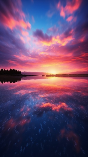 超高清8K摄影：绝美夕阳映照水面