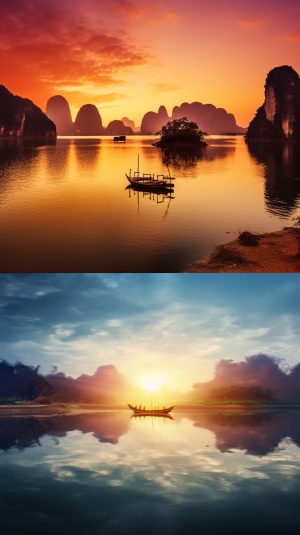 超高清8K摄影：绝美夕阳映照水面
