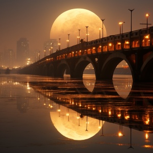 明亮月光照耀天安门金水桥