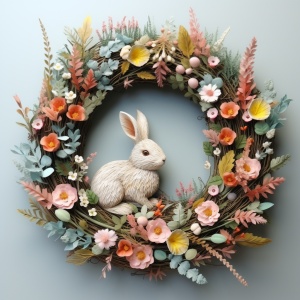 复活节花环上的小兔子