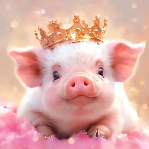 粉嫩嫩小猪戴皇冠，幼态可爱