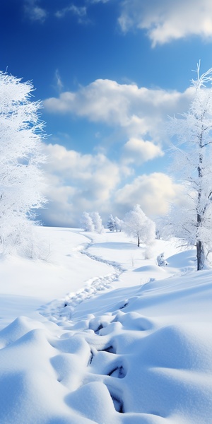 冬天雪景，史诗般的景色，透视超现实，超广角，摄影明亮柔和，意境优美，精细，超精细细节，超高清画质，超精致