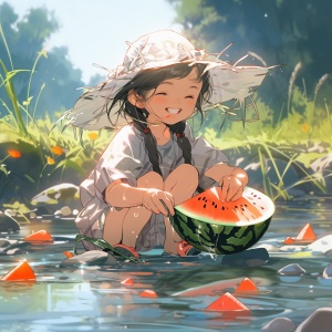 小时候夏天的田地里流动着清凉的西瓜和阳光
