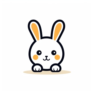 An icon of a rabbit , line art, in the style of line drawing style, vector illustration, editorial illustrations, white background, flat illustrations, charming character illustrations,simple details, playful character design, simple, minimalist