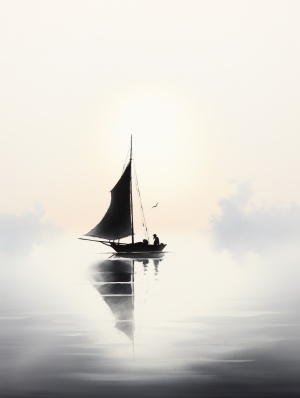 平静海面上的孤船
