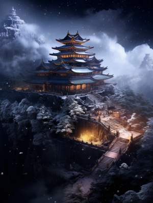 雪山上的中式宫殿