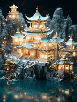 Dreamy Cityscapes: Miniature Japanese Temple