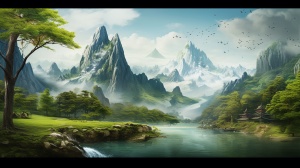 根据诗句“囯破山河在，城春草木深”画一幅插画，中国风，大师巅峰之作