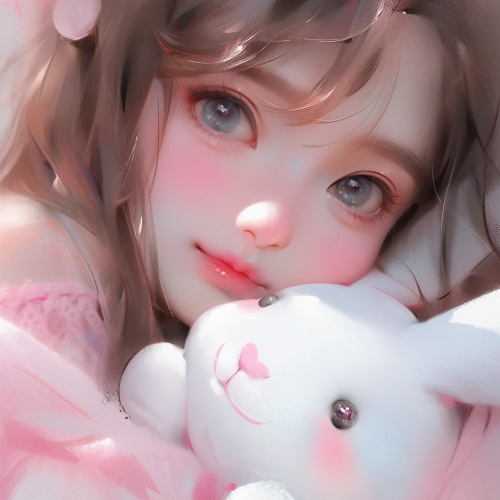 粉色的小兔子与白色小兔子，幼态