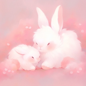 粉色的小兔子与白色小兔子，幼态