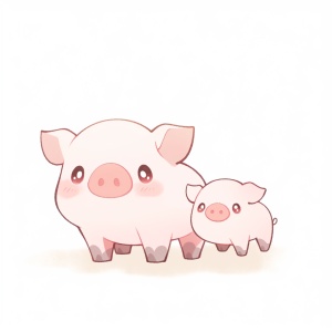 粉色小猪与白色小猪，幼态