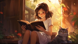 温柔大方的健康女孩，喜欢看书写字，窗外有树有猫