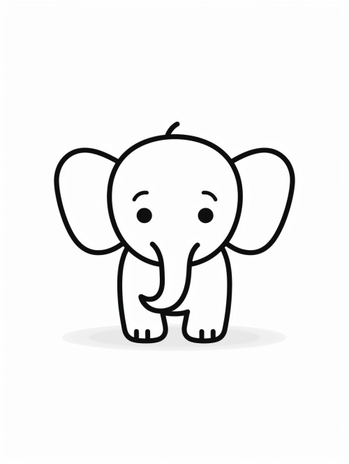An icon of a elephant , line art, in the style of line drawing style, vector illustration, editorial illustrations, white background, flat illustrations, charming character illustrations,simple details, playful character design, simple, minimalist