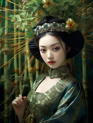 仙境般绝美的古装美女：竹林中的多姿仙女