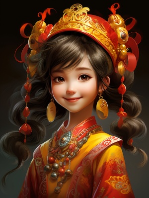 可爱的中国小女孩的半身像