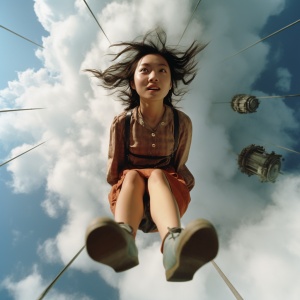 中国南方女孩极限仰视天空