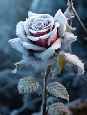冰封玫瑰的真实写实高清
