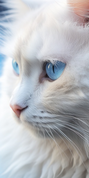 蓝眼睛的猫：一半脸破碎，一半脸正常