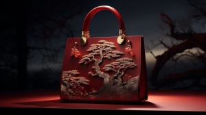 设计一个产品手提袋，上面有中国古诗词，要能看见正面和侧面