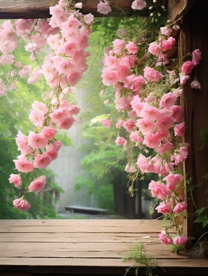 粉红色悬挂花朵的梦幻质感