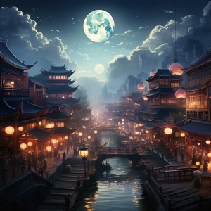 明亮的月光洒满中华大地