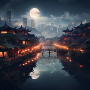 明亮的月光洒满中华大地