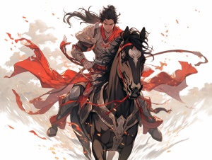 中国风古代男子骑马奔跑