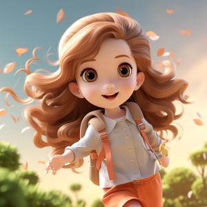 Super Cute Girl IP with Brown Long Hair in Minimalist Style and Best Quality
