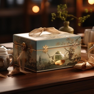 一款茶叶礼盒设计写实图，8k高清！